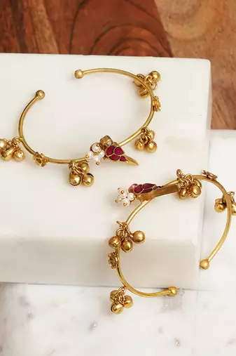 Gold plated red stones kada