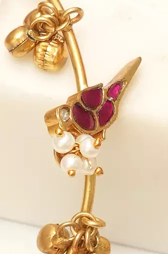 Gold plated red stones kada