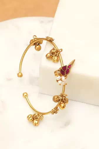 Gold plated red stones kada