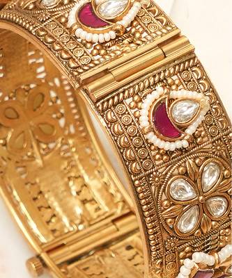 Red stones kundan kada 2