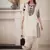 White natural crepe embroidered farshi suit set with organza dupatta