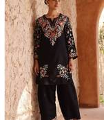 Black embroidery silk blend  farshi salwar