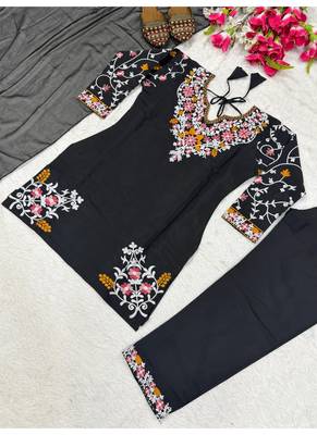 Black embroidery silk blend  farshi salwar 4