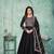 Midnight Black Art Silk Semi-Stitched Gown with Resham & Sequin Embroidery