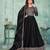 Midnight Black Art Silk Semi-Stitched Gown with Resham & Sequin Embroidery