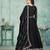 Midnight Black Art Silk Semi-Stitched Gown with Resham & Sequin Embroidery
