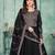 Midnight Black Art Silk Semi-Stitched Gown with Resham & Sequin Embroidery