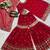 Deep cherry red embroidery faux georgette sharara suit set