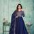 Elegant Blue Art Silk Semi-Stitched Gown with Resham & Sequin Embroidery 