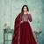 Maroon Art Silk Semi-Stitched Gown with Resham & Sequin Embroidery