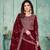 Maroon Art Silk Semi-Stitched Gown with Resham & Sequin Embroidery