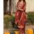 Rust red embroidery tissue farshi salwar