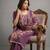 Purple pure cotton linen shimmer handwork suit set with dupatta