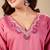 Pink roman fabric handwork applique suit set with heavy jacquard dupatta
