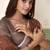 Brown linen cotton saree with silver zari border & woven buti design