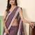 Violet linen cotton saree with silver zari border & woven buti design