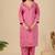 Pink roman fabric handwork applique suit set with heavy jacquard dupatta