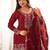 Maroon roman silk embroidered kurta farshi shalwar dupatta set