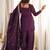 Purple roman silk embroidered kurta farshi shalwar dupatta set