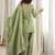 Elegant sage green roman silk embroidered kurta with farshi shalwar and designer dupatta set