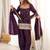 Purple roman silk embroidered kurta farshi shalwar dupatta set