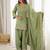 Elegant sage green roman silk embroidered kurta with farshi shalwar and designer dupatta set