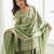 Elegant sage green roman silk embroidered kurta with farshi shalwar and designer dupatta set
