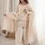 Cream roman silk embroidered kurta farshi shalwar dupatta set