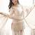 Cream roman silk embroidered kurta farshi shalwar dupatta set