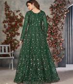 Emerald Green Cording & Heavy Sequins Net Pant-Style Gown