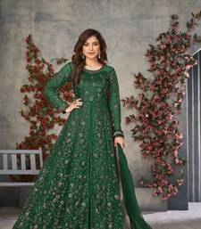Emerald Green Cording & Heavy Sequins Net Pant-Style Gown