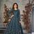 TURQUOISE COLOR CORDING HEAVY SEQUINS NET SEMI STICHED PANT STYLE GOWN