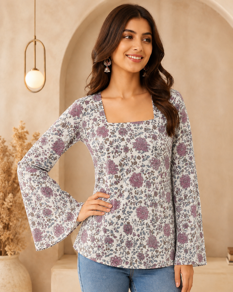 Pure cotton women's top purple