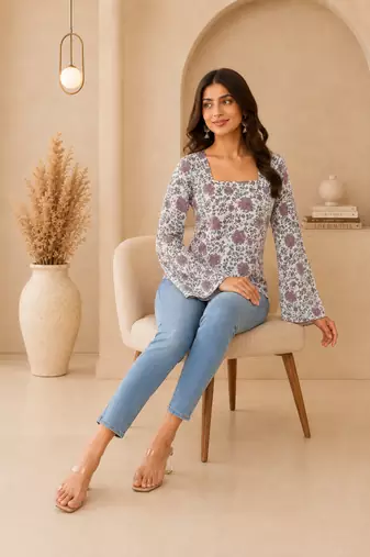 Pure cotton women's top purple