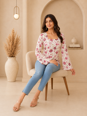 Pure cotton women's top pink 4