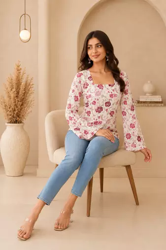 Pure cotton women's top pink