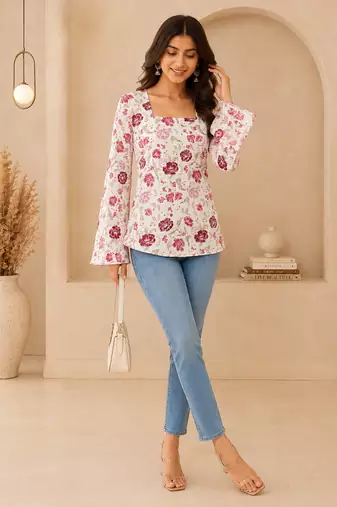 Pure cotton women's top pink
