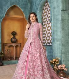 PINK CORDING HEAVY SEQUINS NET ED PANT STYLE GOWN