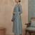 turquoise blue solid a-line design lining kurta trouser dupatta set