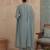 turquoise blue solid a-line design lining kurta trouser dupatta set