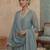 turquoise blue solid a-line design lining kurta trouser dupatta set