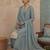 turquoise blue solid a-line design lining kurta trouser dupatta set