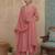 pink solid a-line design lining kurta trouser dupatta set