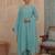 turquoise blue solid a-line design lining kurta trouser dupatta set