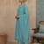 turquoise blue solid a-line design lining kurta trouser dupatta set