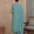 turquoise blue solid a-line design lining kurta trouser dupatta set