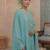 turquoise blue solid a-line design lining kurta trouser dupatta set