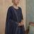 navy blue solid a-line front open button kurta lining kurta trouser dupatta set