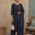 navy blue solid a-line front open button kurta lining kurta trouser dupatta set