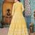 Yellow Cording Heavy Sequins Net Semi-Stitched Pant Style Gown
